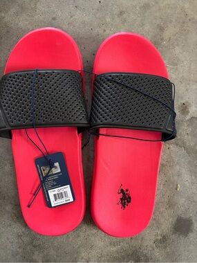 U.S. Polo Assn. Men’s Red Slide Sandals with Black Strap